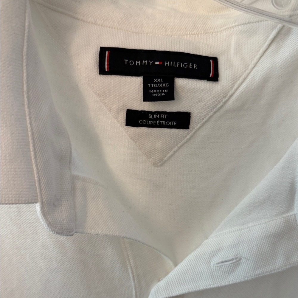 Tommy Hilfiger White Polo Shirt with Red and Blue Accents - Picture 2 of 5